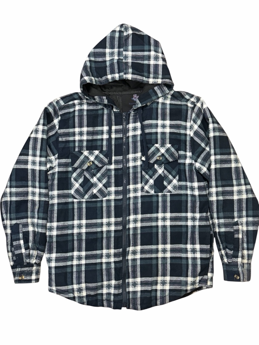 Falcon Hilltop - Men's Hooded Plaid Shirt Jacket - Quilted Lining sz. S